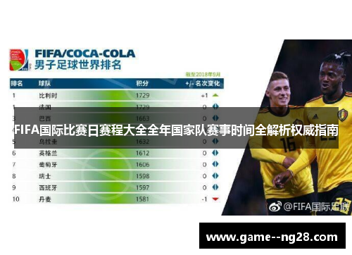 FIFA国际比赛日赛程大全全年国家队赛事时间全解析权威指南